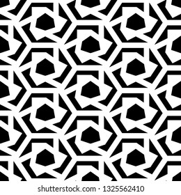 Hexagons, figures ornament. Polygons background. Simple shapes wallpaper. Mosaics motif. Geometrical backdrop. Digital paper, web designing, textile print. Seamles pattern. Vector