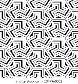 Hexagons, figures ornament. Polygons background. Simple shapes wallpaper. Mosaics motif. Geometrical backdrop. Digital paper, web designing, textile print. Seamles pattern. Vector.