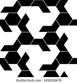 Hexagons, figures ornament. Seamless pattern. Ethnic backdrop. Polygonal, hexagonal shapes wallpaper. Geometric background. Polygons motif. Digital paper, abstract