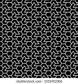 Hexagons, figures ornament. Seamless pattern. Geometrical backdrop. Shapes wallpaper. Geometric background. Polygonal motif. Digital paper, textile print, abstract. Vector