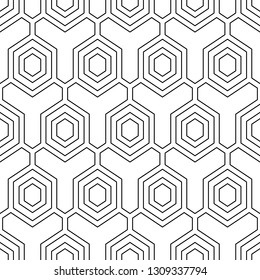 Hexagons, figures pattern. Geometrical wallpaper. Geometric background. Simple shapes backdrop. Polygons motif. Digital paper, abstract. Seamless ornament. Vector