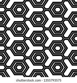 Hexagons, figures pattern.Seamless ornament. Polygons motif. Simple shapes backdrop. Geometric background. Digital paper, abstract.Geometrical wallpaper. Vector