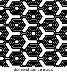 Hexagons, figures pattern.Seamless ornament. Simple shapes backdrop. Polygons motif. Geometric background. Digital paper, abstract.Geometrical wallpaper. Vector
