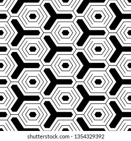 Hexagons, figures pattern.Seamless ornament. Simple shapes backdrop. Polygons motif. Geometric background. Digital paper, abstract.Geometrical wallpaper. Vector.