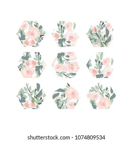 hexagons. flower pattern.