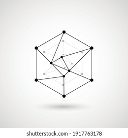 Hexagons genetic, science, chemical carcass. Vector connection and social network. Concept with lines and dots. Hexagon science technology icon