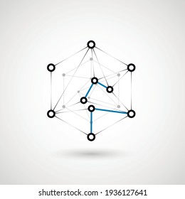 Hexagons genetic, science, chemical carcass. Vector connection and social network. Concept with lines and dots. Hexagon science technology icon