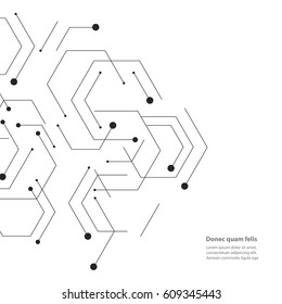 Hexagons genetic, science, chemical carcass. Vector connection and social network. Concept with lines and dots.
