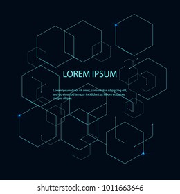 Hexagons genetic, science vector connection, chemical carcass and social network. Vector concept with lines and dots