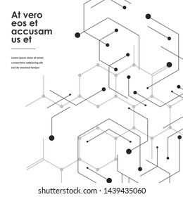 Hexagons genetic, science vector connection, chemical carcass and social network. Abstract concept with lines and dots