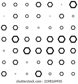 Hexagons, halftone random pattern background. Vector illustration.