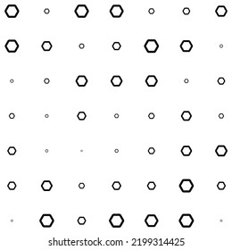 Hexagons, halftone random pattern background. Vector illustration.