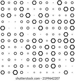 Hexagons, halftone random pattern background. Vector illustration.