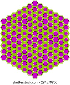 Hexagons in a hexagon (motion illusion). Seamless pattern.