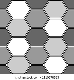 Hexagons. Honeycomb. Mosaic. Flooring background. Ancient ethnic motif. Geometric wallpaper. Parquet backdrop. Digital paper, web design, textile print. Seamless ornament pattern. Abstract art image.