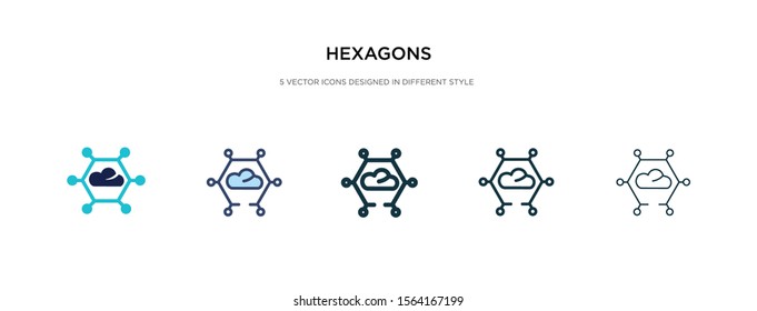 hexagons icon in different style vector illustration. two colored and black hexagons vector icons designed in filled, outline, line and stroke style can be used for web, mobile, ui