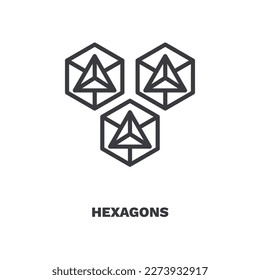 icono de hexágonos. Icono de hexagones de línea delgada de colección artificial de inteligencia. Vector de contorno aislado en fondo blanco. El símbolo hexagonal modificable se puede usar web y móvil