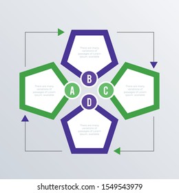 Hexagons information infographic template design. Business concept infograph with 4 options, steps or processes. Vector visualization can be used for workflow layout, diagram, annual report, web