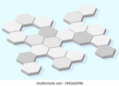 Hexagons in an isometric projection in a chaotic order background
