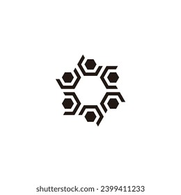 Hexagons, letter u geometric symbol simple logo vector