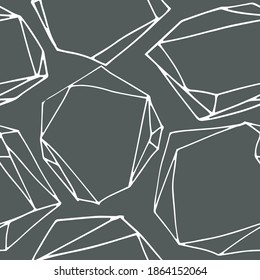 Hexagons and lines abstract geometric shapes seamless pattern. Contemporary background or print. Wrapping paper or greeting card for minimalist. Repeating forms and squares. Vector in flat style