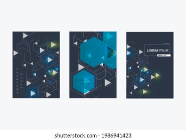 Hexagones de estilo moderno con fondo claro. Antecedentes tecnológicos. Símbolo decorativo. Red de comunicación. Fondo de tecnología digital. La decoración es luminosa. Patrón de vectores en la cubierta del folleto