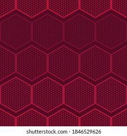 Hexagons. Mosaic with geometric shapes. Seamless pattern. Design with manual hatching. Textile. Ethnic boho ornament. Vector illustration for web design or print.