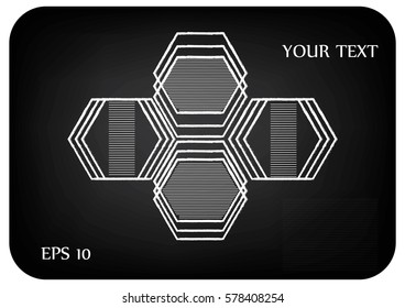 hexagons on a black background, logo