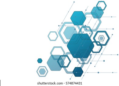 
Hexagons on a blue background vector digital global technology concept, abstract background