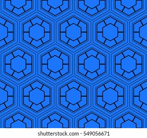 hexagons on a blue color background. seamless vector banner. ideas for your business, printing, design presentations.