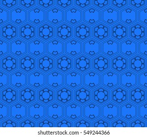 hexagons on a blue color background. seamless vector banner. ideas for your business, printing, design presentations.