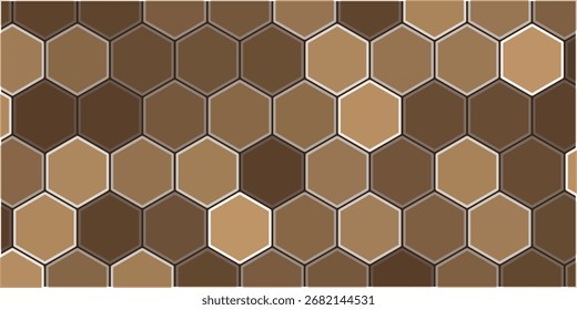 hexágonos em um fundo de cor marrom. cópia raster. vetor