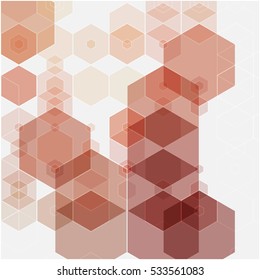 hexagons on a brown color background. vector. geometric banner with gradient. ideas for your business presentations, printing, design