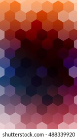 hexagons on a dark orange, blue color background. vector. geometric banner with gradient. ideas for your business presentations, printing, design.