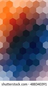 hexagons on a dark orange, blue color background. vector. geometric banner with gradient. ideas for your business presentations, printing, design.