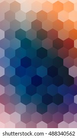 hexagons on a dark orange, blue color background. vector. geometric banner with gradient. ideas for your business presentations, printing, design.