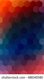 hexagons on a dark orange, blue color background. vector. geometric banner with gradient. ideas for your business presentations, printing, design.