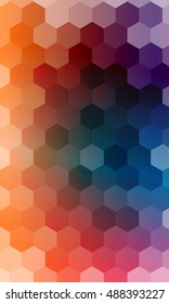 hexagons on a dark orange, blue color background. vector. geometric banner with gradient. ideas for your business presentations, printing, design.