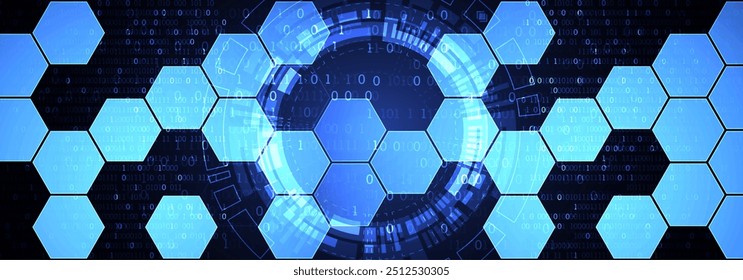 Hexágonos no plano de fundo de cor do gradiente. Conceito de tecnologia digital de alta tecnologia. Vetor