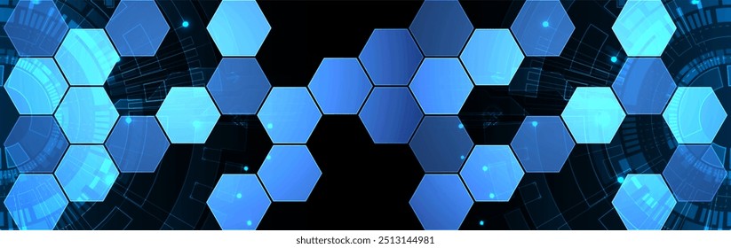 Hexagons on gradient color background. Hi-tech digital technology concept. Vector