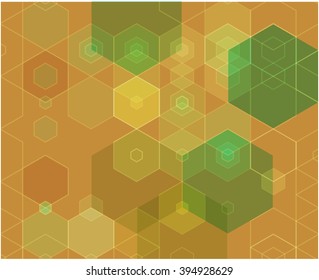hexagons on a green background Creative templates
