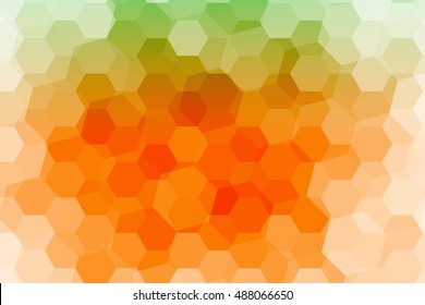 hexagons on a green, orange, red background. geometric pattern with gradient. vector. ideas for your business presentations, printing, design.