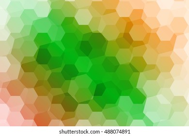 hexagons on a green, orange, red background. geometric pattern with gradient. vector. ideas for your business presentations, printing, design.