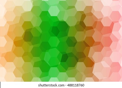 hexagons on a green, orange, red background. geometric pattern with gradient. vector. ideas for your business presentations, printing, design.