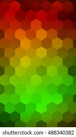 hexagons on a green, orange, red background. geometric banner with gradient. vector. ideas for your business presentations, printing, design.
