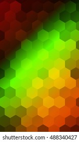 hexagons on a green, orange, red background. geometric banner with gradient. vector. ideas for your business presentations, printing, design.