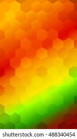hexagons on a green, orange, red background. geometric banner with gradient. vector. ideas for your business presentations, printing, design.
