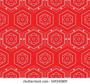 hexagons on a red color background. vector. geometric pattern. ideas for your business presentations, printing, design.