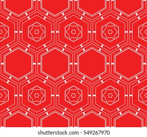 hexagons on a red color background. vector. geometric pattern. ideas for your business presentations, printing, design.