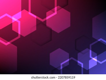 Hexagons on the surface alternate light pink and blue and black. Small and large, modern and beautiful.